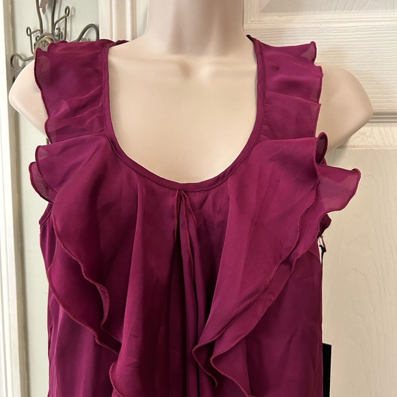 Willi Smith NWT Womens Sleeveless Blouse Small Ruffle Career Satin like - Picture 2 of 9